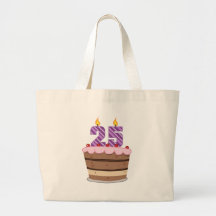 Age 25 on Birthday Cake Tote Bags