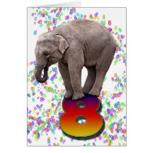 Age 8, a happy elephants birthday card
