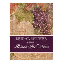 Aged Grape Vineyard Bridal Shower Post Card