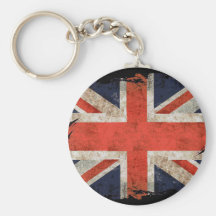Aged shredded Union Jack Key Chain