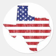 AGED US FLAG TEXAS ROUND STICKERS