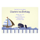 Ahoy Mate Blue Whale Birthday 5x7 Nautical Personalised Announcement