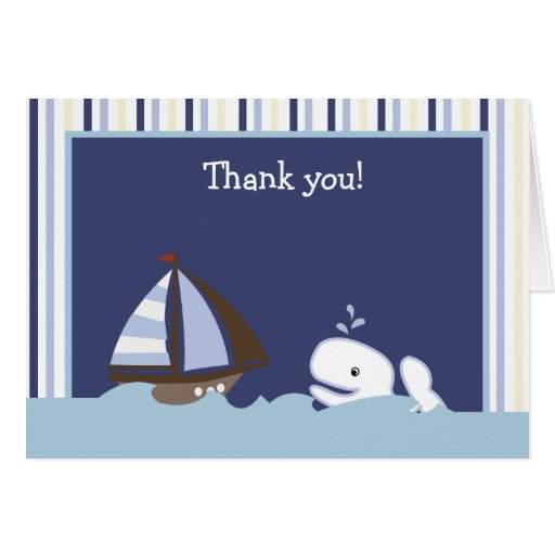 AHOY MATE White Whale Folded Thank you note Cards