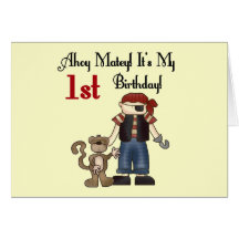 Ahoy Pirate First Birthday Tshirts and Gifts Card
