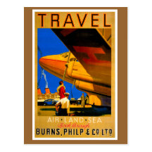 Air, Sea and Land Travel Vertical Postcard