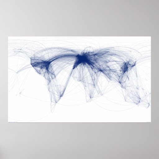 Airline Routes of the World (Blue) - August 2010 Print