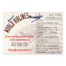 Airline Ticket Bon Voyage Party Invitation