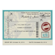 Airline Ticket Wedding RSVP Custom Invite