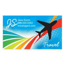 Airline Vacation Travel Abstract Halftone Business Card Template