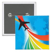 Airline Vacation Travel Abstract Halftone Pinback Button