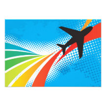 Airline Vacation Travel Abstract Halftone Custom Invite
