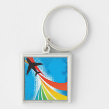 Airline Vacation Travel Abstract Halftone Key Chain