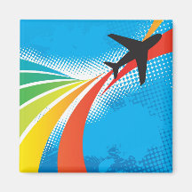 Airline Vacation Travel Abstract Halftone Fridge Magnets