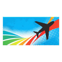 Airline Vacation Travel Abstract Halftone Personalised Photo Card