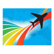Airline Vacation Travel Abstract Halftone Post Card