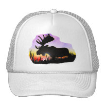 Alaska Moose Sillouette Mesh Hats