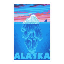 AlaskaIceberg Vintage Travel Poster Gallery Wrap Canvas