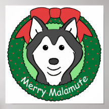 Alaskan Malamute Christmas Posters