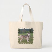 Alaskan Malamute Dog Jumbo Tote Canvas Bags