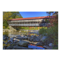 Albany covered bridge over Swift River, White Photographic Print