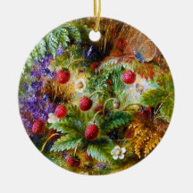 Albert Dürer Lucas: Wild Strawberries & Butterfly Christmas Ornament