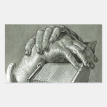 Albrecht Dürer Hand Study with Bible Rectangle Stickers