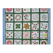Album quilt with season flowers, 1844 postcards