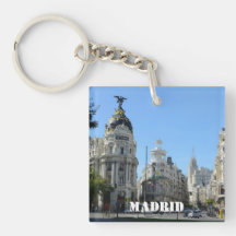 Alcala and Gran Via Street, Madrid Key Chain