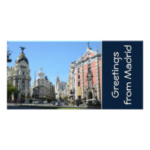 Alcala and Gran Via Street, Madrid Photo Card