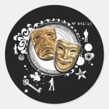 Alchemy of Acting Drama Masks Round Sticker