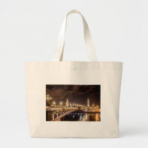 Alexander 3 bridge in Paris France at night Canvas Bags