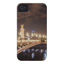 Alexander 3 bridge in Paris France at night Case-Mate iPhone 4 Cases