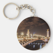 Alexander 3 bridge in Paris France at night Key Chains