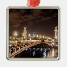 Alexander 3 bridge in Paris France at night Ornament