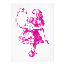 Alice and Flamingo Inked Pink Personalised Invitations