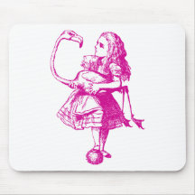 Alice and Flamingo Inked Pink Mousepads