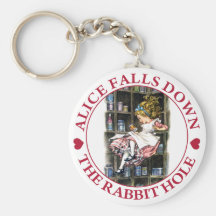 ALICE FALLS DOWN THE RABBIT HOLE KEY CHAIN