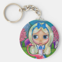 Alice in Wonderland and Flamingo Keychain