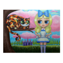 Alice In Wonderland and the Cheshire Cat Postcards