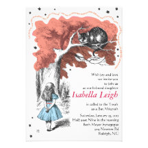 Alice In Wonderland Bat Mitzvah Invitation Invite