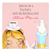 Alice In Wonderland Birthday Tea Party Invite