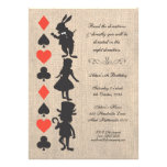 Alice in Wonderland Burlap Tea Party Birthday invitations