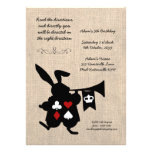 Alice in Wonderland Burlap Tea Party Birthday invitations