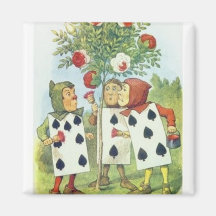 Alice in Wonderland: Cards Painting Roses Red 2 Refrigerator Magnets