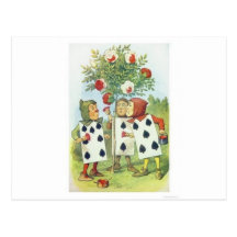 Alice in Wonderland: Cards Painting Roses Red 2 Postcard