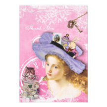 Alice in Wonderland Collage Baby Shower Thank You Announcements