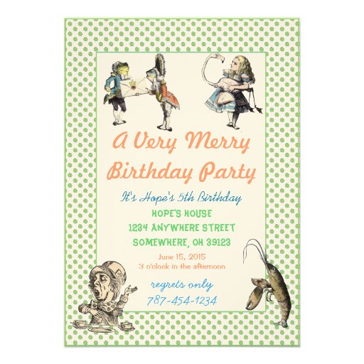 Alice In Wonderland Invitation  Birthday Party