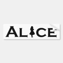 Alice in Wonderland Purple Black Bumper Stickers
