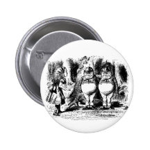 Alice in Wonderland with Tweedledum and Tweedledee Button