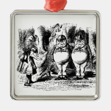 Alice in Wonderland with Tweedledum and Tweedledee Ornament